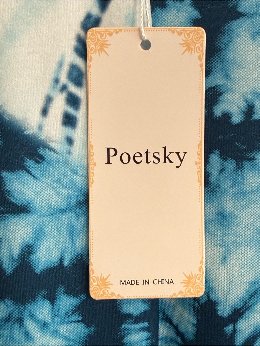 NWT POETSKY Blue Tie-Dye Spaghetti Strap Maxi Dress X-Large Flowy Pockets - Picture 14 of 15